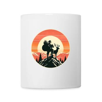 Weihnachtsmann mit Rentieren auf Bergspitze - Tasse - Weiß - Vorne