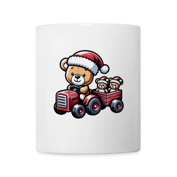 Teddy as Santa Claus with tractor - Mug - white - Front