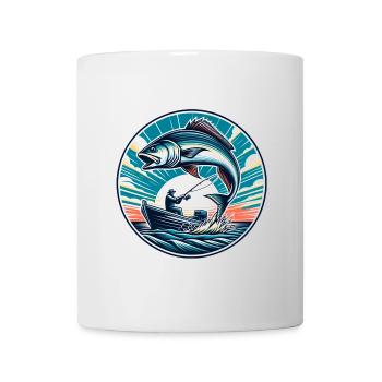 Pêcheur en bateau et saumon sauteur - Mug blanc - blanc - Devant