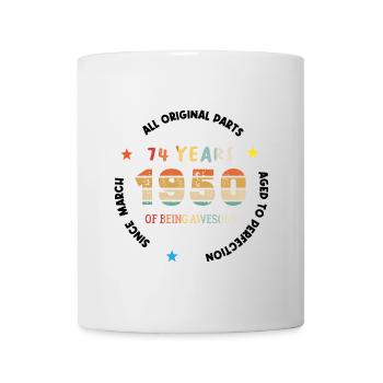 74 Jahre alt Baujahr 1950 Jahrgang März 1950 - Tasse - Weiß - Vorne