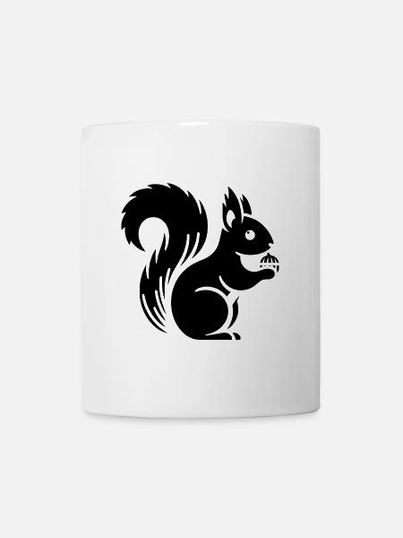 Silhouette d’écureuil minimaliste avec écrou - Mug blanc - blanc