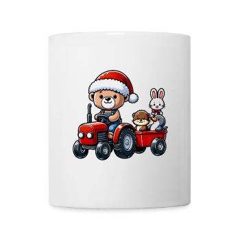 Teddy as Santa Claus with otter and rabbit - Mug - white - Front