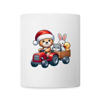 Teddy als Weihnachtsmann mit Otter, Hase und Ente - Tasse - Weiß - Vorne