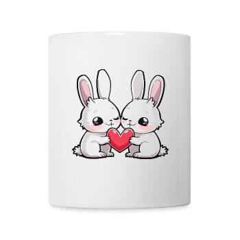 Bunny Couple In Love Easter Heart - Mug - white - Front