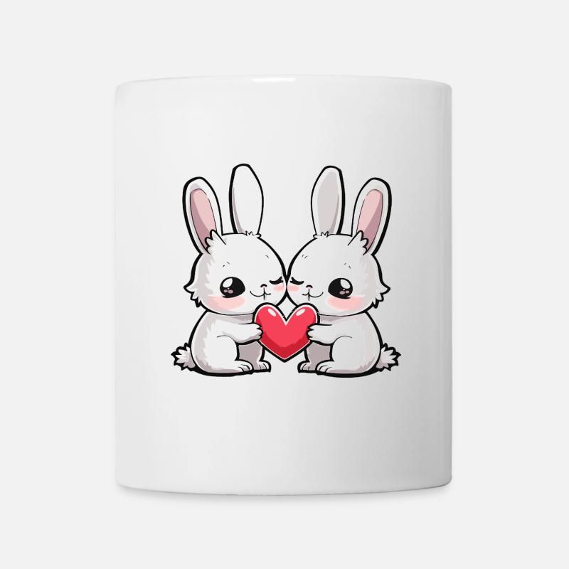 Couple de lapins amoureux Coeur de Pâques - Mug blanc - blanc