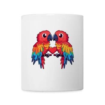 Papagai Paar Herz - Tasse - Weiß - Vorne