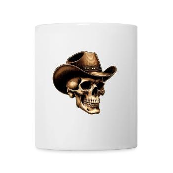 Lustiger skurriler Skull mit Cowboyhut Stetson - Tasse - Weiß - Vorne