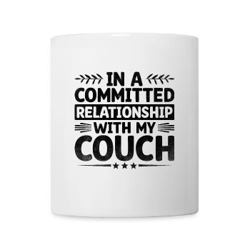 Dans une relation engagée avec mes dictons de canapé - Mug blanc - blanc - Devant