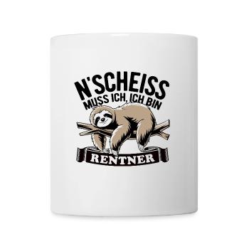 N' Scheiss muss ich, ich bin Rentner - Faultier - Tasse - Weiß - Vorne