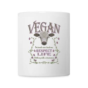 VEGAN - RESPECT LIFE - Tasse - Weiß - Vorne