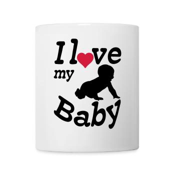 J’aime mon bébé, mon enfant, ma naissance, mes parents, mon cadeau - Mug blanc - blanc - Devant