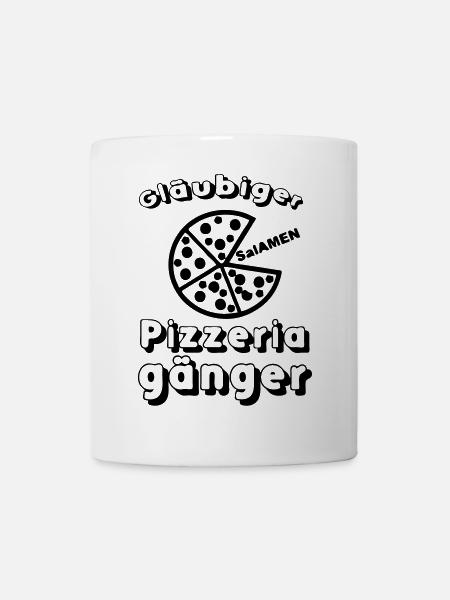 Pizza Pizzeria Spruch lustig Essen Geschenk - Tasse - Weiß