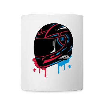 cooles Motorradhelm Graffiti - Tasse - Weiß - Vorne