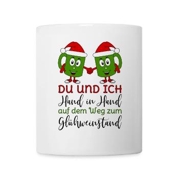 Glühwein - Du und Ich Hand in Hand Glühweinstand  - Tasse - Weiß - Vorne