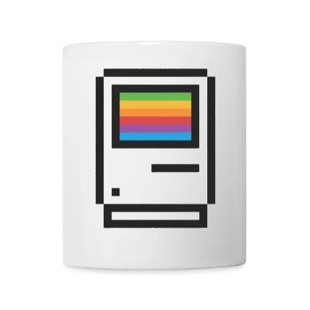 Retro Regenbogen Farbverlauf T-Shirt Design - Tasse - Weiß - Vorne