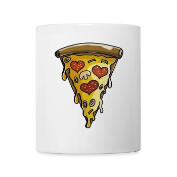 I love Pizza - Pizzastück - Herz - Comic -Geschenk - Tasse - Weiß - Vorne