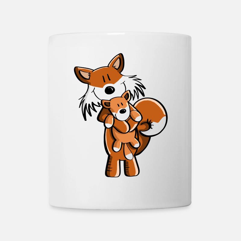 Fuchs mit Babyfuchs - Comic- Geschenk - Kinder - Tasse - Weiß