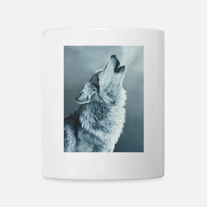 Loup gris - Mug blanc - blanc