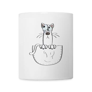 Katze In der Tasche - Katzen - Comic - Tasse - Weiß - Vorne