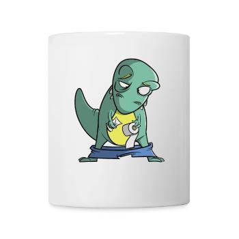 T-Rex mit Toilettenpapier - Problem - Tasse - Weiß - Vorne