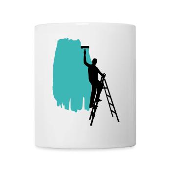 Painter Painting Background turquoise - Mug - white - Front