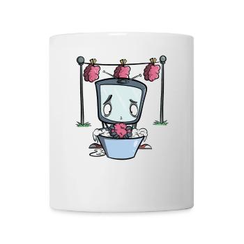TV Gehirnwäsche - Fernseher Brainwash - Tasse - Weiß - Vorne