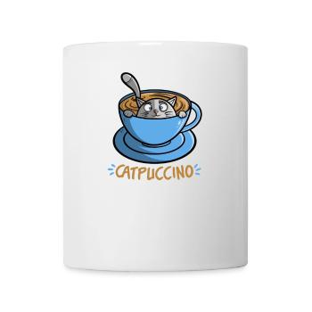Catpuccino - lustige Katze in Kaffee - Cappuccino - Tasse - Weiß - Vorne