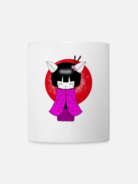 Kokeshi Cat Japanese art geisha - Mug - white