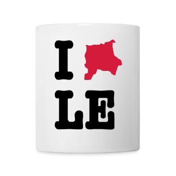 I Love Leipzig (I heart LE) - Stadtumrisse - Tasse - Weiß - Vorne