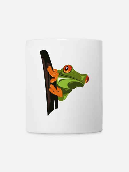 Dessin animé coquin de grenouille grimpante - Mug blanc - blanc