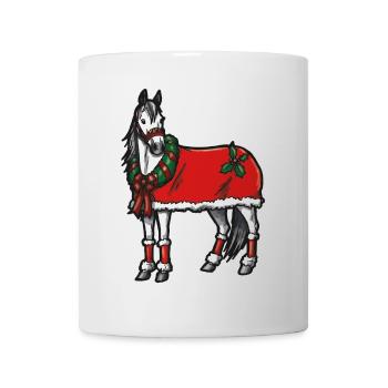weihnachten pferd x-mas geschenk kranz schleife - Tasse - Weiß - Vorne