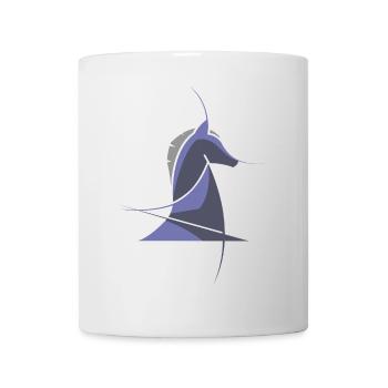 Schachpferd modern – Abstraktes Chess Design - Tasse - Weiß - Vorne