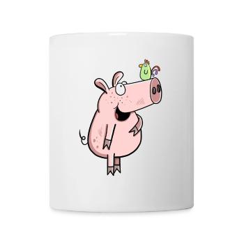 Pig With Rooster I Comic Children Farm Wutz Fun - Mug - white - Front