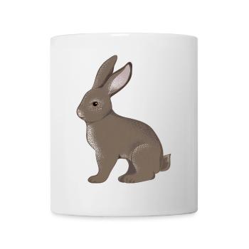 von Hand gezeichneter kleiner brauner Hase - Tasse - Weiß - Vorne