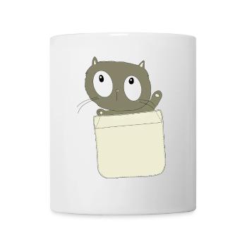 Neugierige Katze in der Tasche - Tasse - Weiß - Vorne