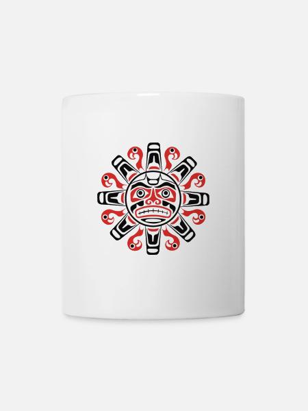 Tribal Sonnenmasken Emblem Maori - Tasse - Weiß