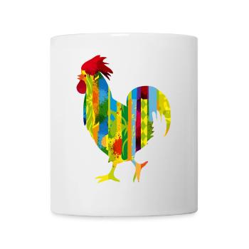 bunter Hahn im Graffiti und Streifen Design - Tasse - Weiß - Vorne