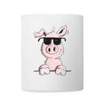 Pfiffiges Schwein mit Sonnenbrille - Tasse - Weiß - Vorne