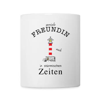 Für eine geniale Freundin Leuchtturm Handzeichnung - Tasse - Weiß - Vorne