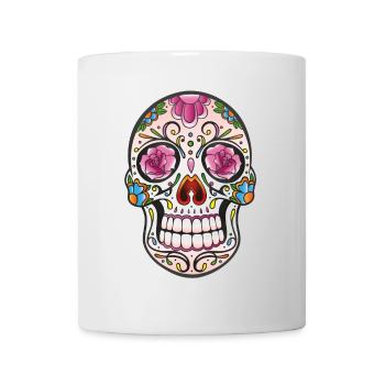 Floral Sugar Skull Tattoo - Mexikanischer Stil - Tasse - Weiß - Vorne