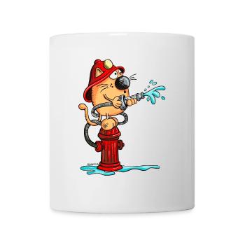 Pompier Chat - Mug blanc - blanc - Devant