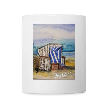 Vacances au rez-de-chaussée I Mer du Nord I Sylt I Chaise de plage I Mer - Mug blanc - blanc - Devant