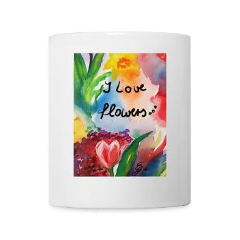 EG Fleurs I love flowers I Tulipes I Cadeau - Mug blanc - blanc - Devant