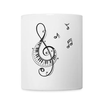 Clef with piano and music notes, i love music. - Mug - white - Front