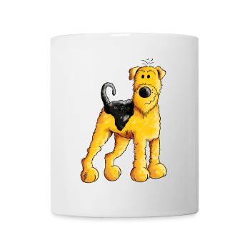 Happy Airedale Terrier - Comic - Hund - Dog - Fun - Tasse - Weiß - Vorne