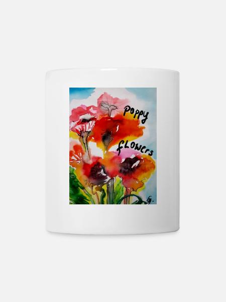 EG Blumen I Mohnblumen I Poppy flowers - Tasse - Weiß