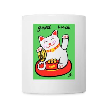 EG Katze I Tier I Winkekatze I Glücksbringer - Tasse - Weiß - Vorne