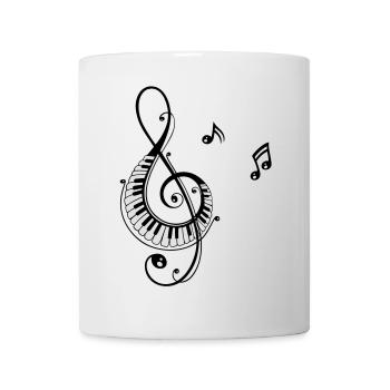 Clef with piano keys and music notes - Mug - white - Front