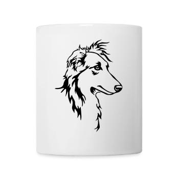 Langhaar Whippet Kopf - Tasse - Weiß - Vorne