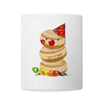 witzige Faschings Krapfen mit Kussmund und Alaaf - Tasse - Weiß - Vorne